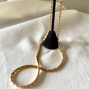 Vintage Gold Herringbone Chain Thicker .25” Width Necklace 21” Heavyweight
